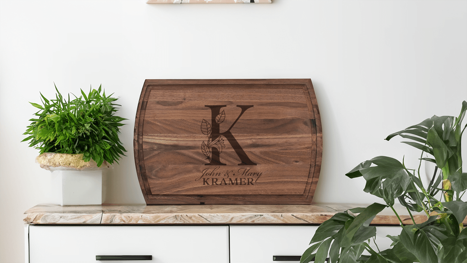 Tropical Monogram Personalized Cutting Board